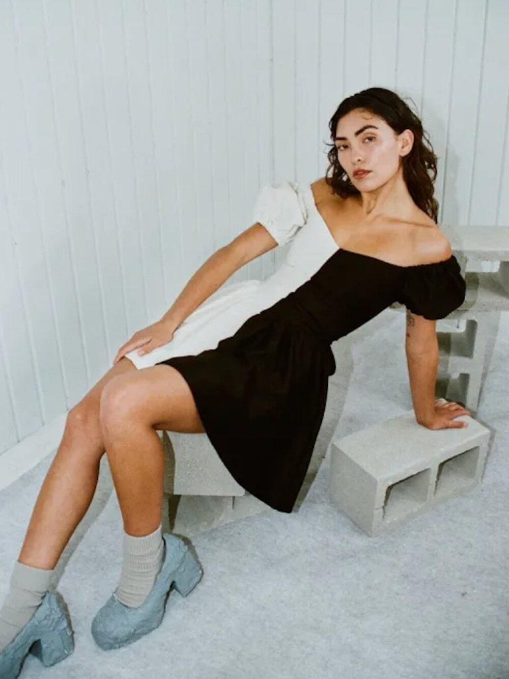 FASHION BRAND COMPANY BLACK & WHITE VIRGIN MINI DRESS SZ S